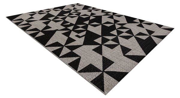 Covor sisal Floorlux 20489 argint si negru Triunghiuri