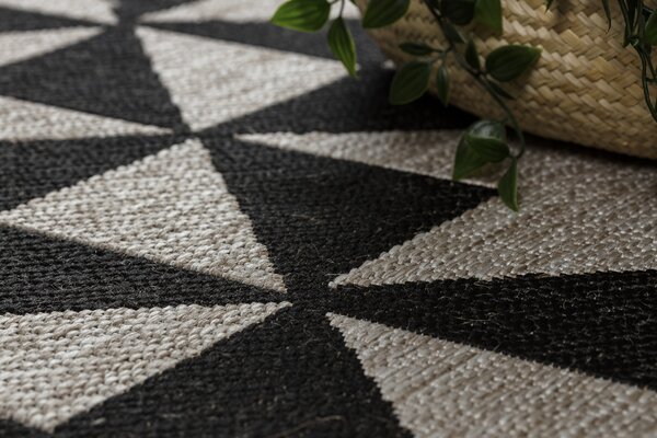 Covor sisal Floorlux 20489 argint si negru Triunghiuri