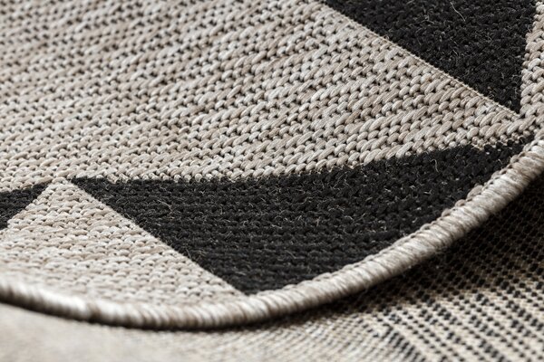 Covor sisal Floorlux 20489 argint si negru Triunghiuri
