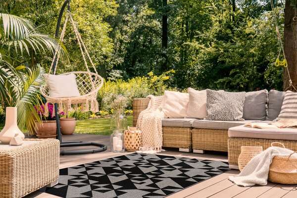 Covor sisal Floorlux 20489 argint si negru Triunghiuri
