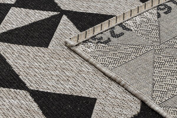 Covor sisal Floorlux 20489 argint si negru Triunghiuri