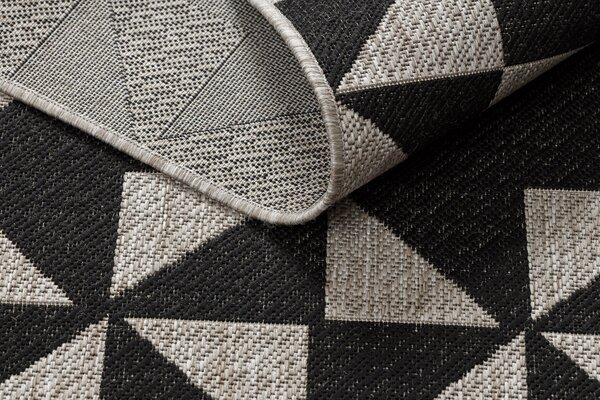 Covor sisal Floorlux 20489 argint si negru Triunghiuri