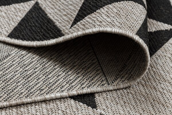 Covor sisal Floorlux 20489 argint si negru Triunghiuri