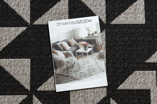 Covor sisal Floorlux 20489 argint si negru Triunghiuri