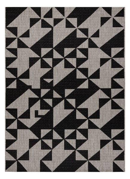 Covor sisal Floorlux 20489 argint si negru Triunghiuri