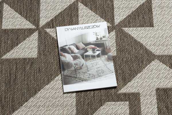 Covor sisal Floorlux 20489 şampanie si taupe Triunghiuri