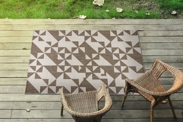 Covor sisal Floorlux 20489 şampanie si taupe Triunghiuri