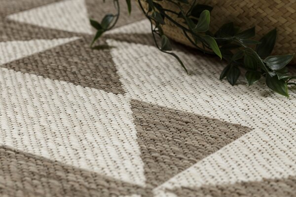 Covor sisal Floorlux 20489 şampanie si taupe Triunghiuri
