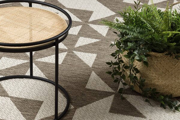 Covor sisal Floorlux 20489 şampanie si taupe Triunghiuri