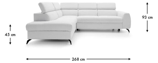 Colțar lemn masiv Stille extensibil, 268 × 201 × 77 cm - Stânga