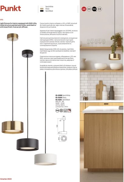 Lustră LED pe cablu PUNKT LED/6W/230V alb Redo 01-3099