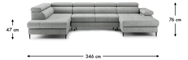 Colțar lemn masiv Cordoba III extensibil, 346 × 203 × 76 cm - Stânga