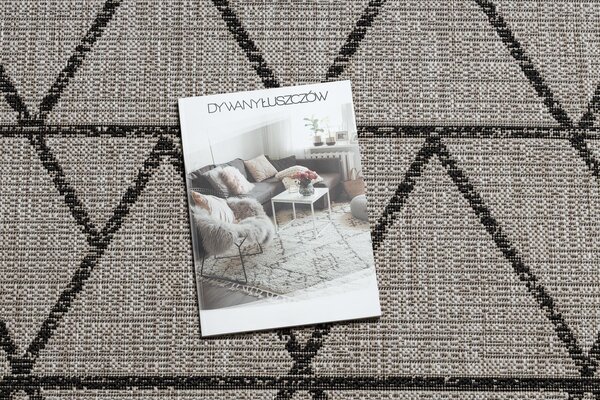 Covor sisal Floorlux 20508 argint si negru Triunghiuri