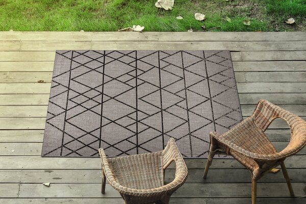 Covor sisal Floorlux 20508 argint si negru Triunghiuri