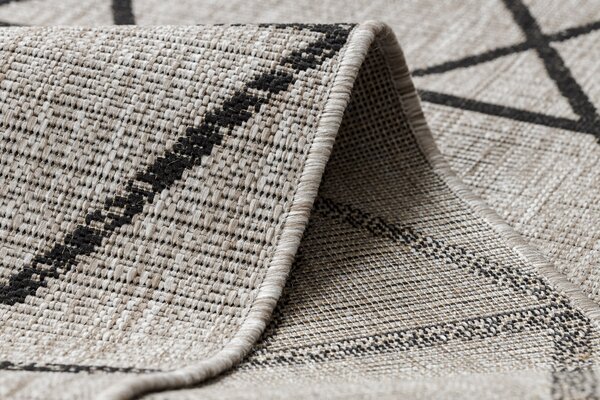 Covor sisal Floorlux 20508 argint si negru Triunghiuri