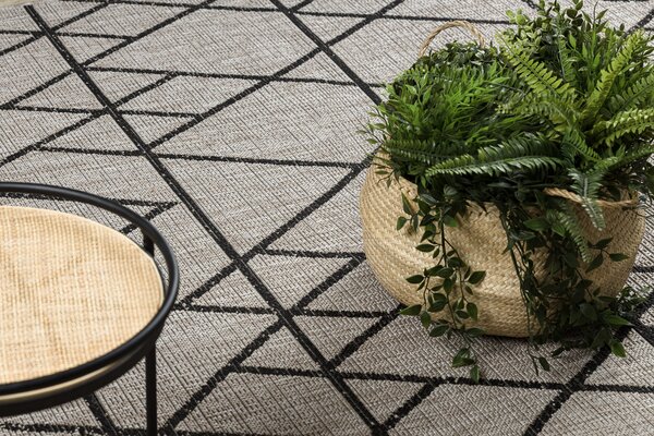 Covor sisal Floorlux 20508 argint si negru Triunghiuri