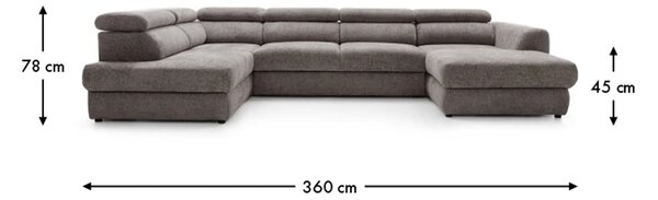 Colțar lemn masiv Bluvel III, 360 × 207 × 78 cm - Stânga