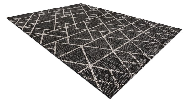 Covor sisal Floorlux 20508 negru si argint Triunghiuri