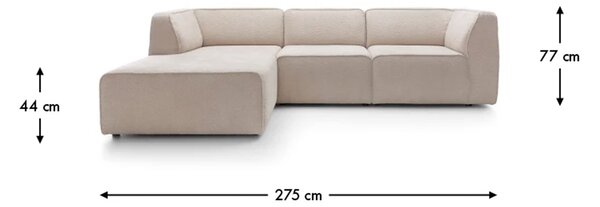 Colțar lemn masiv Hugg, 275 × 175 × 77 cm - Stânga