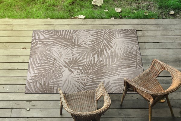 Covor sisal Floorlux 20504 Frunze şampanie si gri Junglă