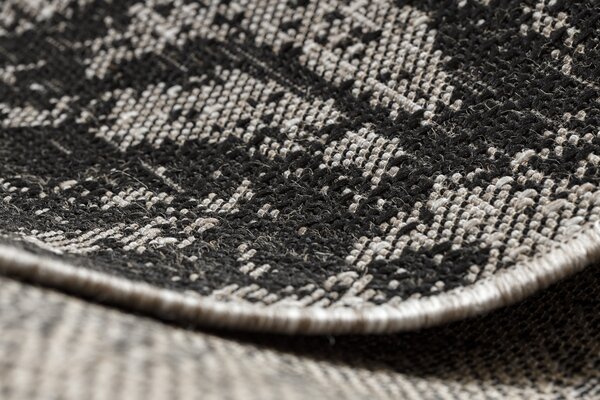 Covor sisal Floorlux 20491 Flori argintiu si negru