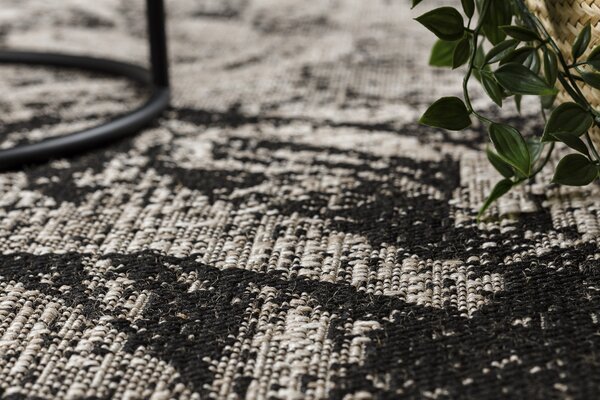 Covor sisal Floorlux 20491 Flori argintiu si negru