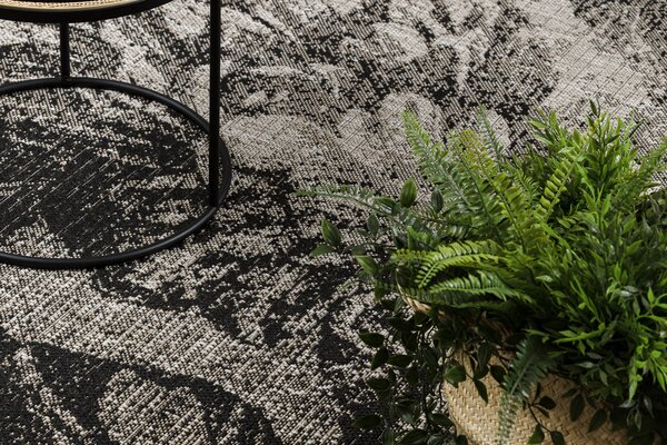 Covor sisal Floorlux 20491 Flori argintiu si negru