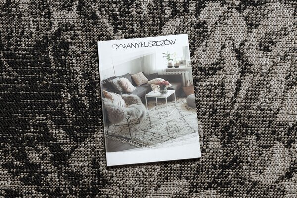 Covor sisal Floorlux 20491 Flori argintiu si negru