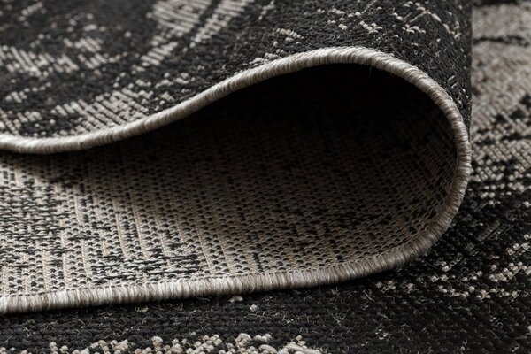 Covor sisal Floorlux 20491 Flori argintiu si negru