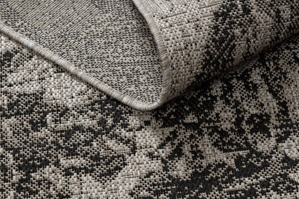 Covor sisal Floorlux 20491 Flori argintiu si negru