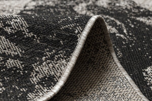 Covor sisal Floorlux 20491 Flori argintiu si negru