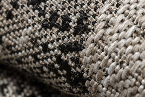 Covor sisal Floorlux 20491 Flori argintiu si negru
