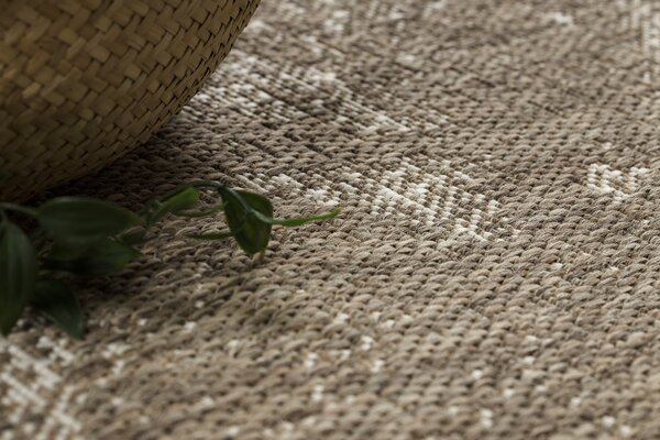 Covor sisal Floorlux 20491 Flori şampanie si gri