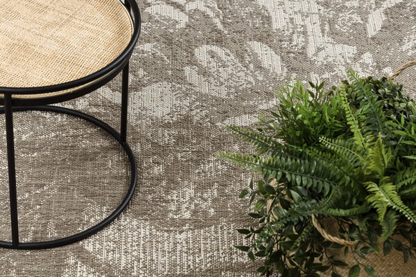 Covor sisal Floorlux 20491 Flori şampanie si gri