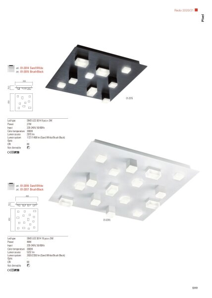 Plafonieră LED PIXEL LED/48W/230V 3000K Redo 01-2016 45x45 cm alb