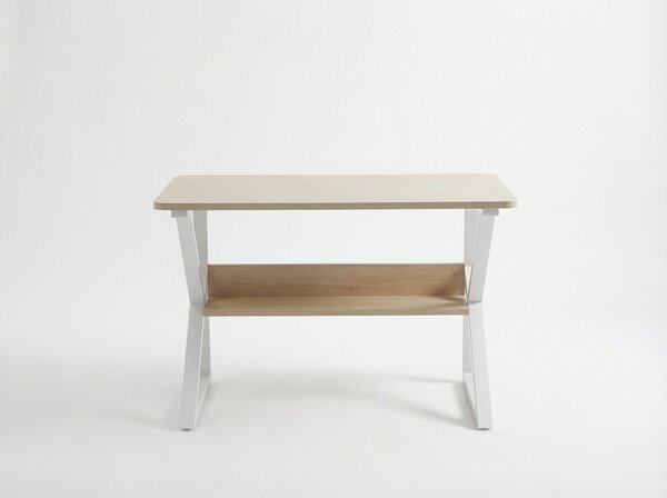 Birou cu raft SHAPE 80x40 cm, alb/dub sonoma
