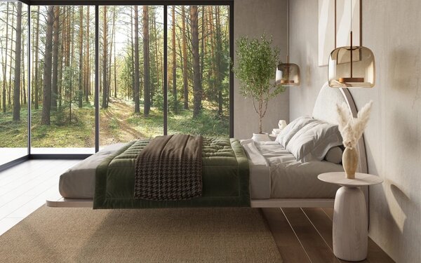 Pat lemn masiv levitant Visby Personalizabil - 120x200, Fara, Alb