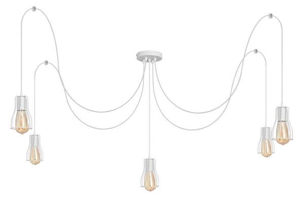 Lustră pe cablu TUBE LONG 5xE27/10W/230V alb