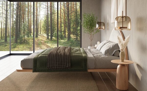 Pat lemn masiv levitant Visby Personalizabil - 120x200, Fara, Alb
