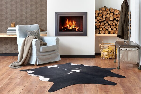 Covor Artificial Cowhide, Vaca G5070-3 negru alb din piele