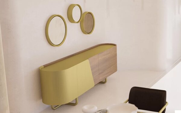 Oglindă lemn masiv decorativă Giallo Ø55 / Ø45 / Ø35 cm - Giallo, Ø35 cm