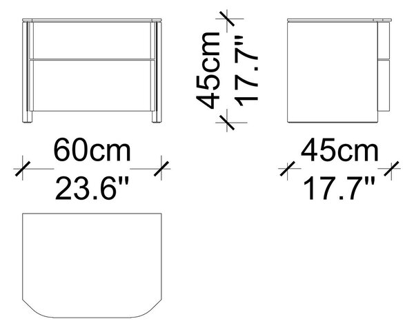 Noptieră lemn masiv Nova Personalizabila - 60 cm