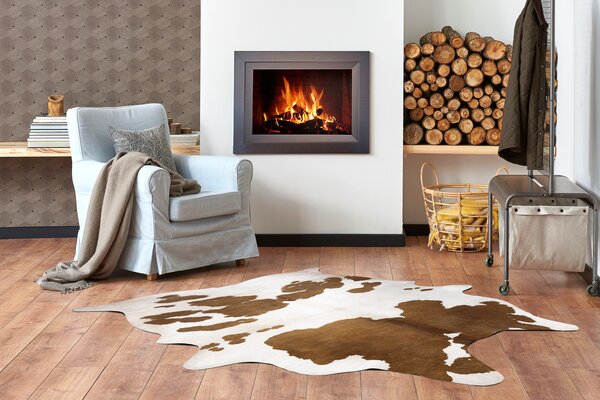 Covor Artificial Cowhide, Vaca G5069-2 alb maro din piele