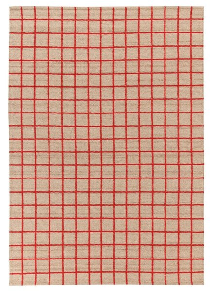 Covor Box, lana/bumbac, rosu, 100 x 160 cm