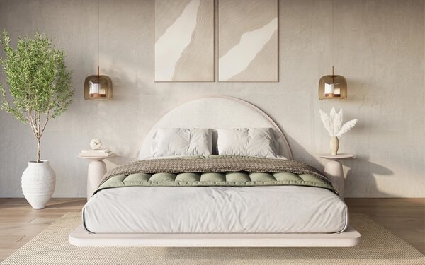 Pat lemn masiv levitant Visby Personalizabil - 120x200, Fara, Alb