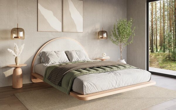 Pat lemn masiv levitant Visby Personalizabil - 120x200, Fara, Alb