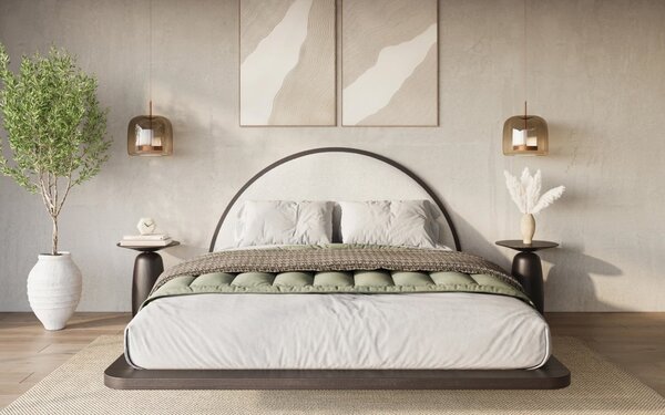 Pat lemn masiv levitant Visby Personalizabil - 120x200, Fara, Alb