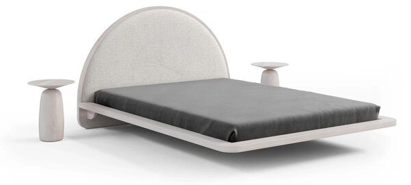 Pat lemn masiv levitant Visby Personalizabil - 120x200, Fara, Alb