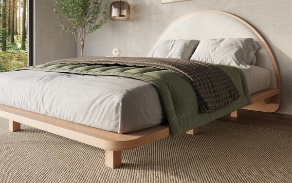Pat lemn masiv levitant Visby Personalizabil - 120x200, Fara, Alb