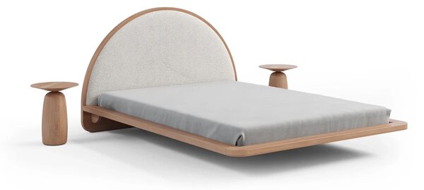 Pat lemn masiv levitant Visby Personalizabil - 120x200, Fara, Alb